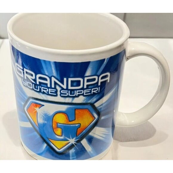 Grandpa you’re Super! Coffee Mug Tea Cup Multicolor Super G! Superhero 4" Tall - Picture 3 of 6
